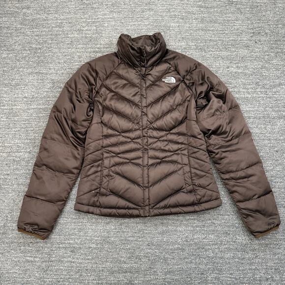 North Face Jacket Women Small Brown 550 Down Puffer Quilted Winter Coat Full Zip - Picture 2 of 15